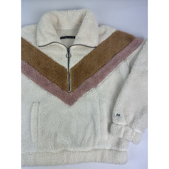Abercrombie and Fitch Size XS Nordic Fleece Kangaroo Chevron Coat Zip Oversized - Picture 6 of 9